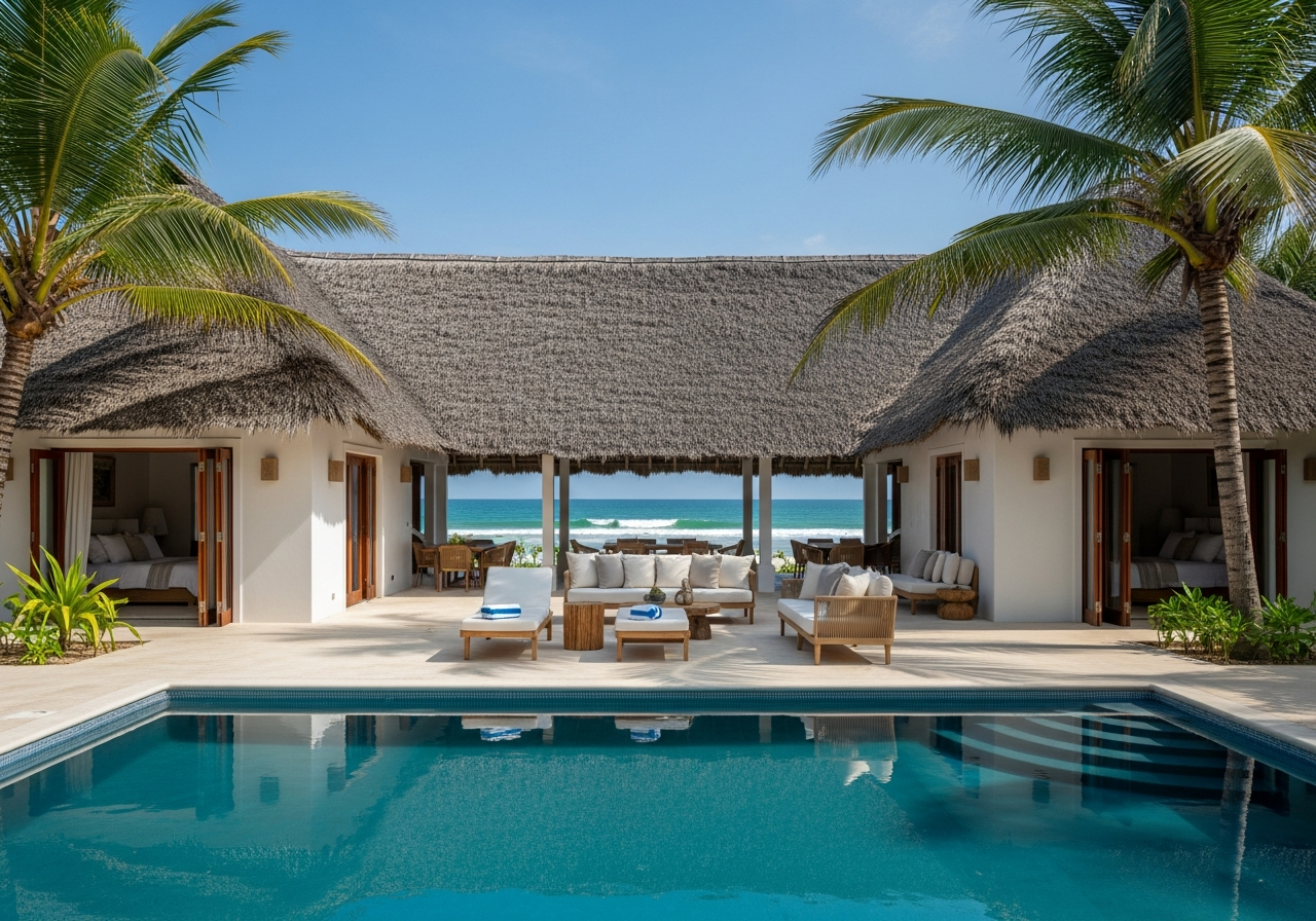 Beachfront villa in Diani